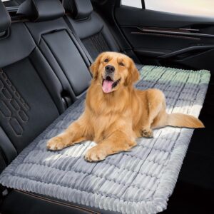 QPK Backseat Dog Car Bed Mat, Non-Slip Travel Dog Bed for Backseat Extenders, Lightweight & Easy-to-Store, Soft Durable & Easy-to-Clean Car Seat Protector for SUVs, Trucks & Sedans (23.5" x 51")