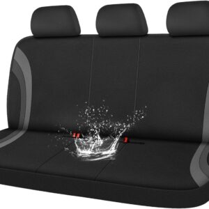 CAR PASS EVA Waterproof Back Seat Cover,Gray Bench Seat Cover, Rear Seat Cover Universal Fit for Cars Sedans SUVs Vans Truck 95% Automotive Interior Backseat Car Covers (Rear,Black and Gray)